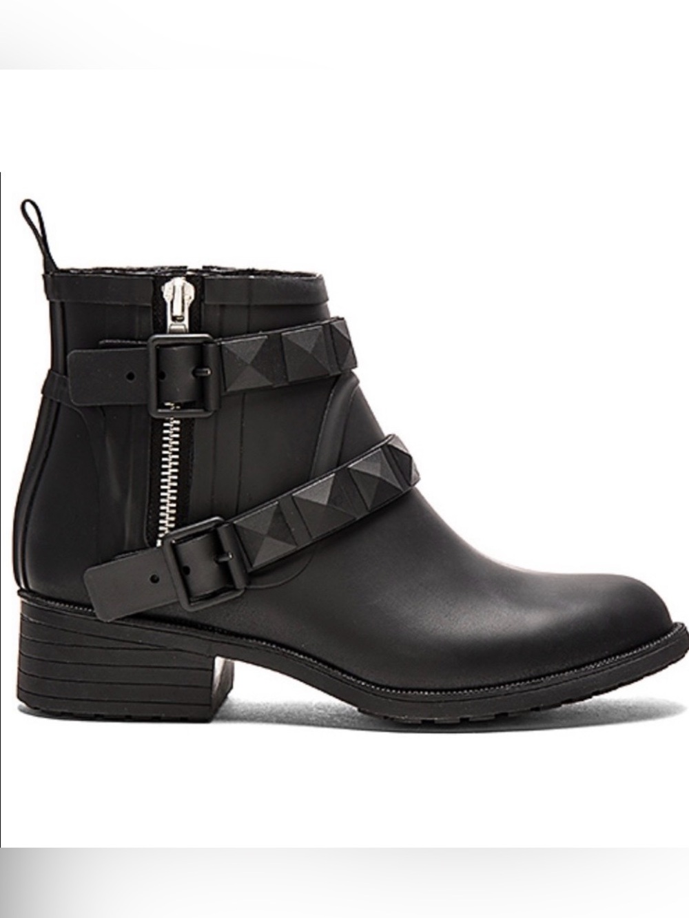 Rebecca Minkoff Black Studded Strap Ankle Rain Boots - Women's